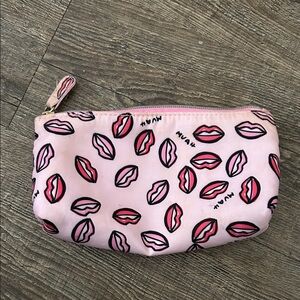 Pink Lip Print Cosmetic Pouch